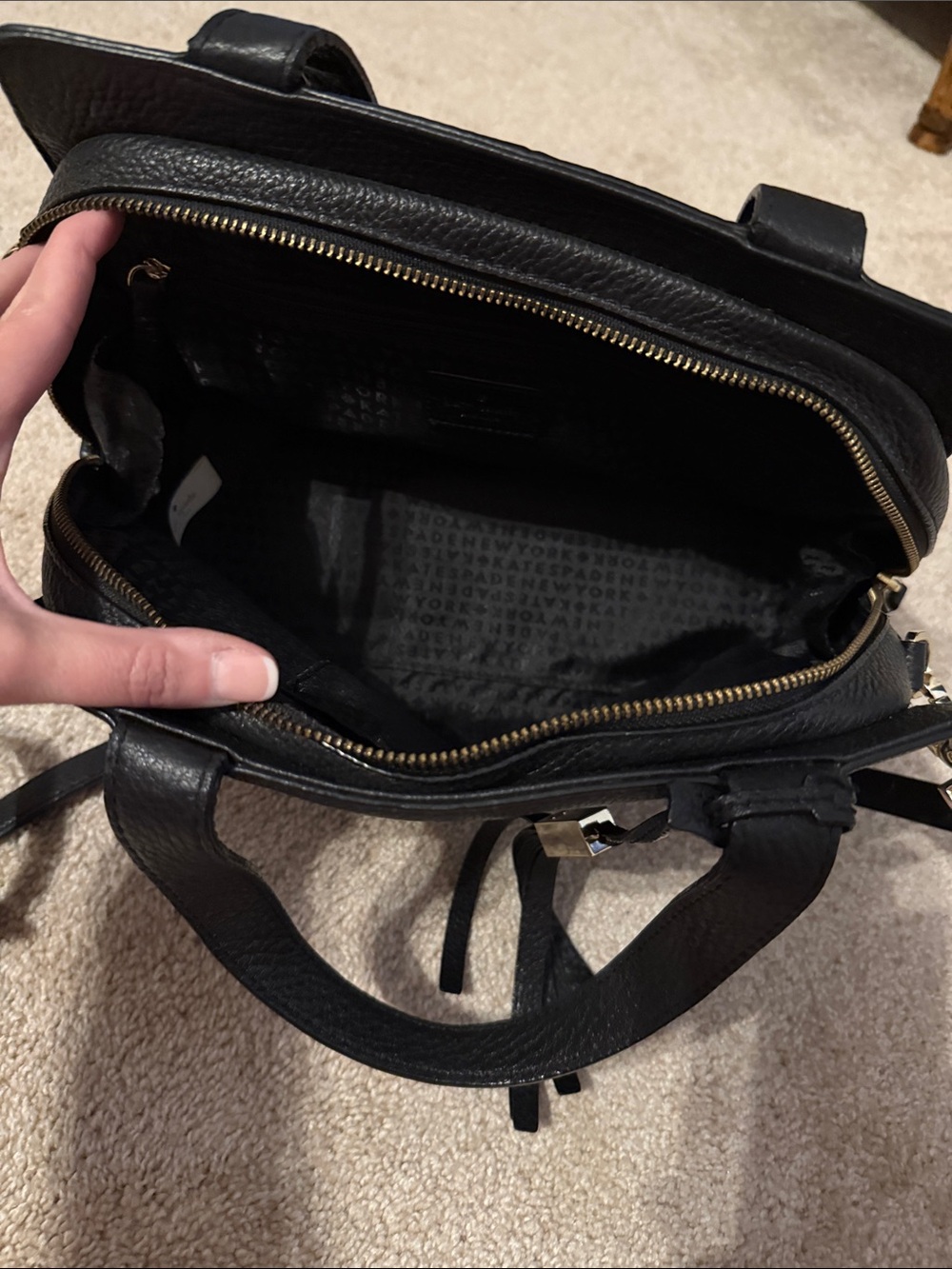 kate spade Black Pebbled Leather Satchel with Crossbody Strap - Picture 7 of 8
